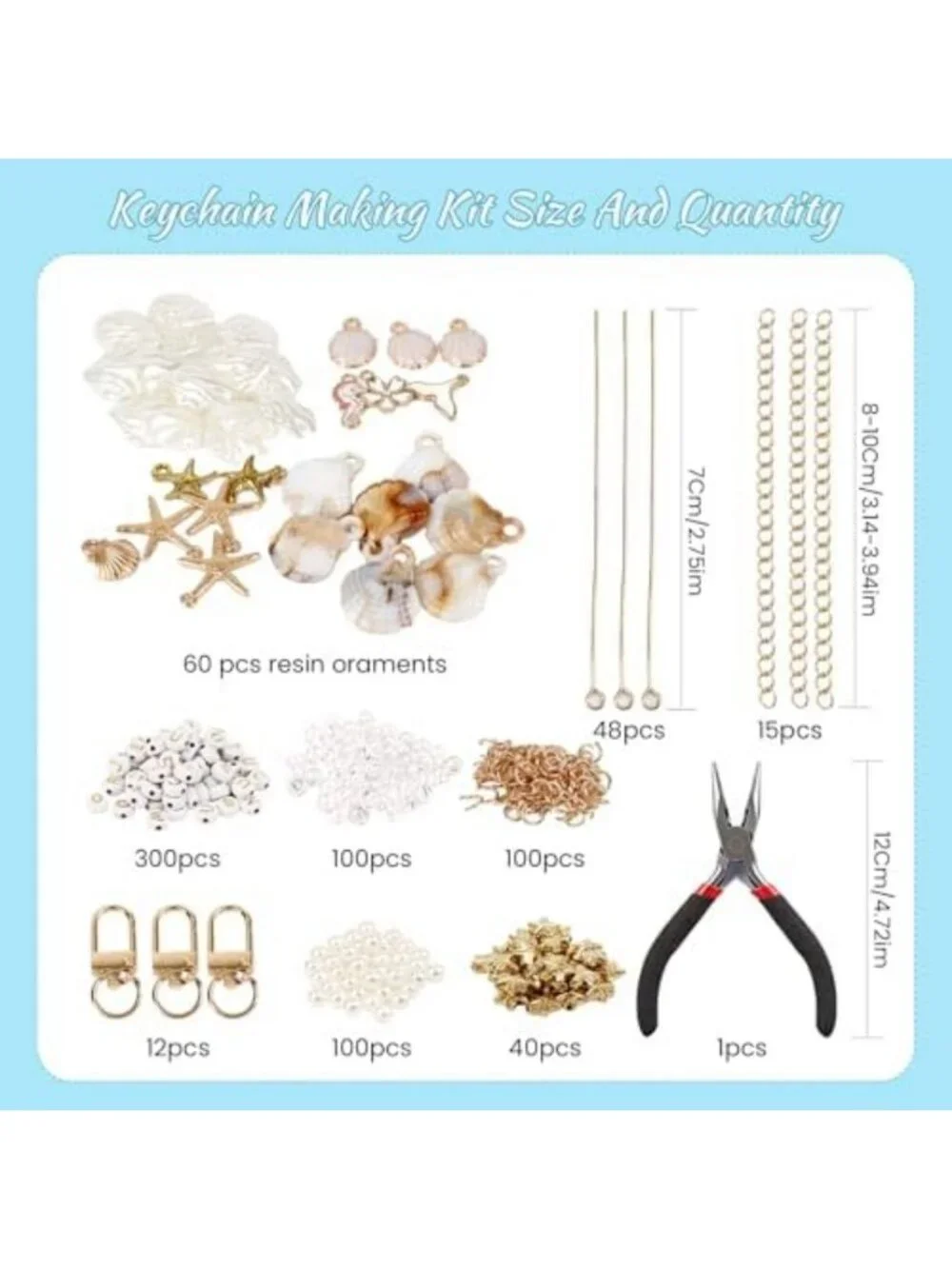 DIY Ocean Keychain Making Kit - 776PCS Charms, Beads & Tools for Custom Jewelry